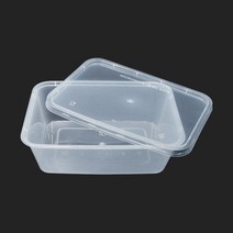 일회용 고급 PP 사각 밀폐용기 반찬 파스타 덮밥 배달 포장 용기 750ml 뚜껑 포함