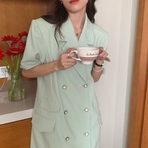 잇츠스타일 여성 캐주얼 브이넥 반팔 기본핏 직장인룩 자켓형 미니원피스