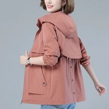 여성윈드브레이커 바람막이 봄 가을 와일드 느슨한 후드 자켓 탑스 패션 플러스 70