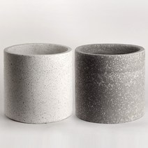 소소일상 원통형 테라조 화분 시멘트 대리석 인테리어화분 분갈이 중형 대형, 그레이