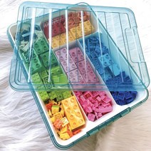 [장난감살균박스살균효과] 장난감 레고 정리함 칸막이 투명 다용도수납정리함 2단 1+1, 클리어 1+1