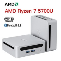미니 PC 컴퓨터 데스크탑 머 AMD Ryzen 7 5700U5800H7730U7530U 윈도우 11 프로 16GB 500GB SSD 6 BT5.2 8K, AMD Ryzen 7 5700U, AU, 32GB 500GB