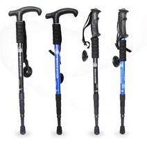 등산스틱 접이식등산스틱 초경량 막대기 지팡이, 등산스틱 T자형 블루