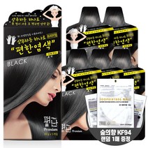 편한염색 펴난 새치염색 샴푸형 흰머리염색 한방성분 5분염색약 (5매 구매시 프리티 마스크 1매 증정), 블랙 5매 (증정/마스크1매), 1케이스