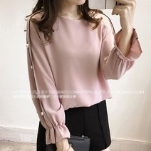 쉬블림로브 라운드 진주비즈 긴팔 블라우스_0820