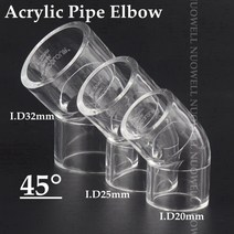 아크릴관 pvc배관자재1pc 20 ~ 32mm 투명한 관 이음쇠 수족관 물고기 탱크 플렉시 유리 합동 팔꿈치 티 아, 03 Acrylic D45 Elbow_03 32mm