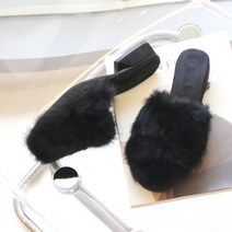 로딘스타 여성 겨울 푹신한 통굽 앞막힘 털 사무실 슬리퍼 블로퍼 뮬 텐더린