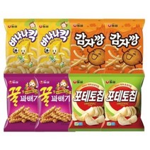 농심 바나나킥 75g x 2봉 + 감자깡 75g x 2봉 + 꿀꽈배기 90g x 2봉 + 포테토칩 60g x 2봉