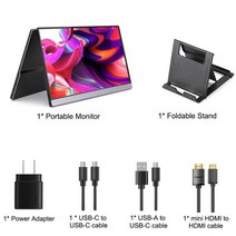 15.6 인치 터치 스크린 QLED 휴대용 모니터 1080P IPS 100% DCI-P3 게임 모바일 디스플레이 안드로이드 iOS 전화 X 박스 스위치 PS5 4, Black with stand, EU 플러그