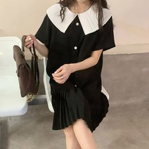 플 루즈핏 버튼 귀여운 여름 반팔 미디 원피스 30대미니원피스 휴가원피스코디 하객룩원피스