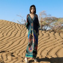 태국여행원피스 동남아 여행 사진 민족풍면 실크 착용 해변 휴가 드레스 비치 스커트 해외여행사진