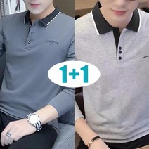 꽃소담 1+1 남자 봄가을 카라넥 티셔츠 슬림핏 QQA2410