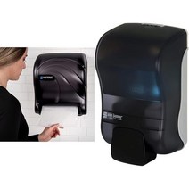 San Jamar Oceans 플라스틱 레버 롤 타월 디스펜서 블랙 펄 1.5 코어 직경, Touchless + Dispenser/ 900 mL, Black
