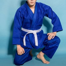 유도 주짓수 도복 유니폼 빅사이즈 옷, 엘, 파란색, 1개