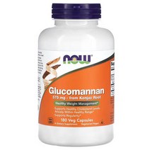 NOW Foods 나우푸드 글루코만난 575mg 베지캡슐 180정 식이 섬유, 1개, 180 베지 캡슐