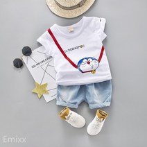 Emixx 아동 여름 도라에몽 상하복 반팔 세트 - LGS 1078