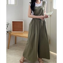 [플레르] 멜빵 와이드 루즈핏 밴딩 점프수트