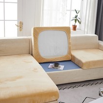 탄성 벨벳 소파 좌석 쿠션 커버 플러시 의자 코너 가구 슬립 거실, [03] Normal Size (L)-1pc, Cream