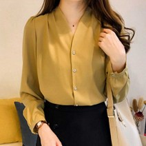 여자 20대 사무직 면접 코디 쉬폰 브이넥 블라우스 - 2023968EA