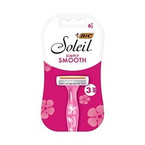 BIC Soleil Simply Smooth 여성용 일회용 면도기 트리플 블레이드 면도기 6개 더욱 부드러운 면도