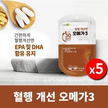 중성 지방 혈관 혈행 혈류 흐름 막힐때 끈적이는 피 피맑게 관리 개선 에 좋은 먹는 오메가 오매가 3 쓰리 스리 보조 개선제 영양제, 5BOX(5개월분)