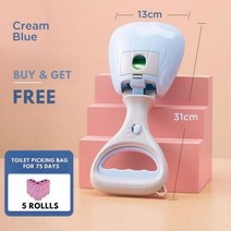 고양이 자동 애완 동물 배설물 피커 삽 휴대용 개 수집 야외 청소 도구 75 일 무료 화장실 가방, All-in-one-blue