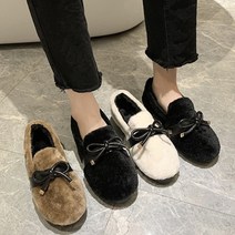 SAMARA 블랙 라인 매듭리본 퍼 겨울 단화 3color 로퍼