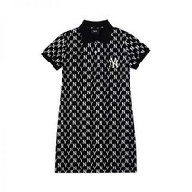 MLB 엘벨비 스커트 여성 모노그램 반팔원피스 카라원피스 오버핏 티스커트