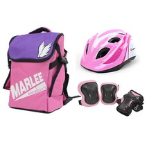 K2 마리 핑크 아동 인라인 보호장구 세트 / 인라인 가방 헬멧 보호대, 헬멧_블루/가방_블랙:보호대_블루_M