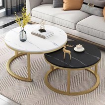 티테이블 거실테이블 원형 80+60CM, 80cm+60cm, X2