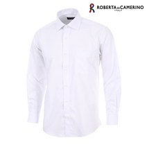 로베르타디까메리노 남성용 모달 스판 솔리드 일반핏 화이트 긴소매 셔츠 RM3-301-1