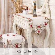 뉴타임즈14 테이블러너 화장대 식탁보 옷장 화장대에 천으로 된 걸상을 씌우고 네일아트 tv 테이블 받침 QH27 A22, 걸상 덮개타월 56*56CM, 02 레드 꽃