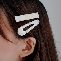 컬러 배색 여성 머리핀 집게핀 여성스러운헤어핀, 1개, 6  로시물방울사각집게핀 컬러풀