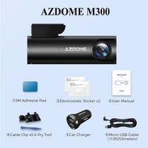 후방카메라 대형차후방카메라 화물차 AZDOME M300 Dashcam 풀 HD 1080P 자동차 비디오 레코더 음성 제어, 01 AZDOME M300_01 No Card