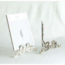 고급 앤틱 철재 빈티지 리본디자인 이젤 시리즈 2종 접시받침 액자 진열 장식데코소품, 화이트