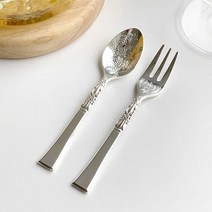 Flower antique 섬세 정교 견고 꽃무늬 디저트 티스푼 티포크, 앤틱 실버 티포크