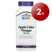 21st Century 다이제스티브 건강 스킨 헤어 관리 애플 사이다 식초 Apple Cider Vinegar 300mg 250정 1팩, 2팩