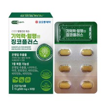 코오롱제약 기억력 혈행엔 징코플러스 500mgX30정 은행잎추출물 기억력 개선 멀티 영양제, 30정 x 10개