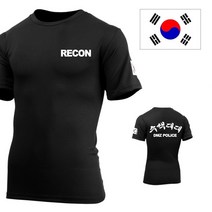 아미캠프 쿨론 수색대대 검정 반팔 밀리터리 기능성 아미 티