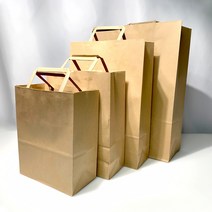 27리빙 튼튼한 크라프트 쇼핑백 소 선물 도시락 미니 무지 종이가방, 특대 25개