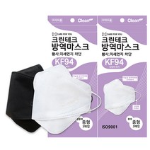 크린테크 KF94 원부자재 국산 방역마스크 중형 3매입 (흰색/검정색), 흰색