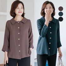 퓨엘 주름 카라 버튼 블라우스