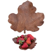 Leaf Pattern Wood Bowl Fruit Dishes Saucer Tea Tray Dessert Dinner Bread Wooden Plates HolID 인식표ay D, [01] L, [01] Dark 브라운
