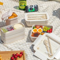 코지테이블 아이보리 친환경 도시락통 3단 런치박스 900ml, 단품