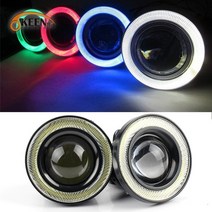 BMW 호환 12V 유니버설 COB LED 안개등 화이트 블루 핑크 옐로우 그린 레드 엔젤 아이즈 Drl 운전 조명 BMW 호환 E46 E90 E39 B8 용 2 개, 3inch, Blue