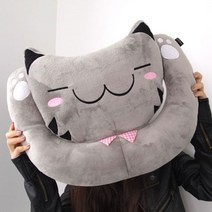 (베세토상점)캐릭터 미용실 가죽쿠션 고냥이 허그 쿠션 그레이 9987ea, 베세토쿠팡 본상품선택