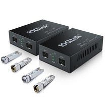 [정품] 10G SFP+ to 파이버 미디어 컨버터 - OEO SR 모듈 10GBase-T 쿠퍼 포함 멀티 모드 LC CAT6a/7 최대 300m의 투 이더넷 전송 지원 32775, 2_10G