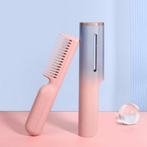 휴대용고데기 미니 슬림 헤어 고데기 무선 자동 스트레이트 너 다기능 USB 충전 휴대용 스타일링 빗, 분홍색
