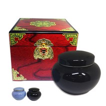 전통문양적경옥고세트(둥근단지+상자+수저)[600g/1200g]-꿀단지/꿀단지상자/홍삼단지/홍삼상자, 600g, 진주색