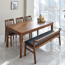 [UFO] 오크빌 하이오원목식탁6인용벤치세트(식탁1+의자3+벤치1), 단품